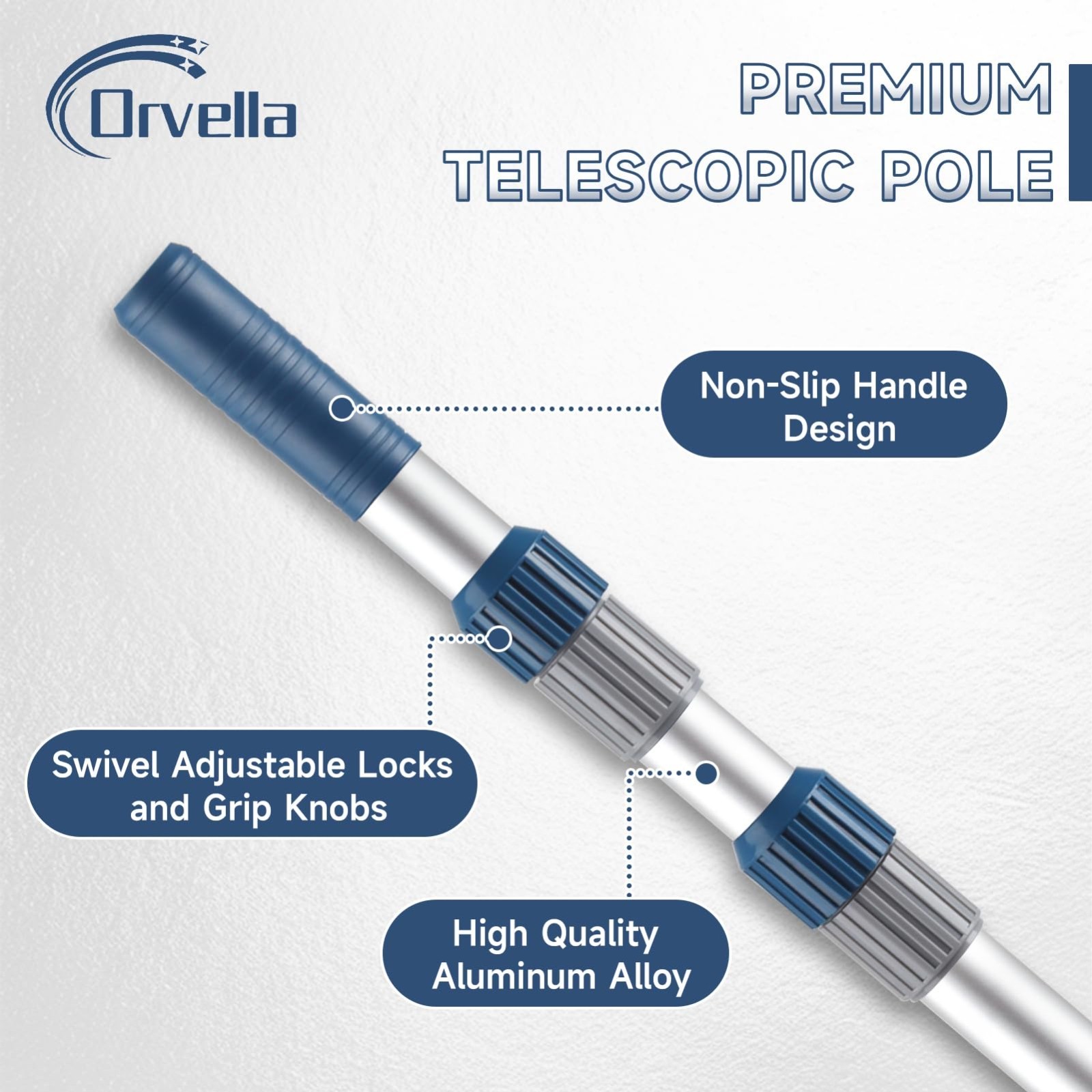 16FT Telescopic Pool Cleaning Pole – Aluminum, Universal Connector for Skimmer,