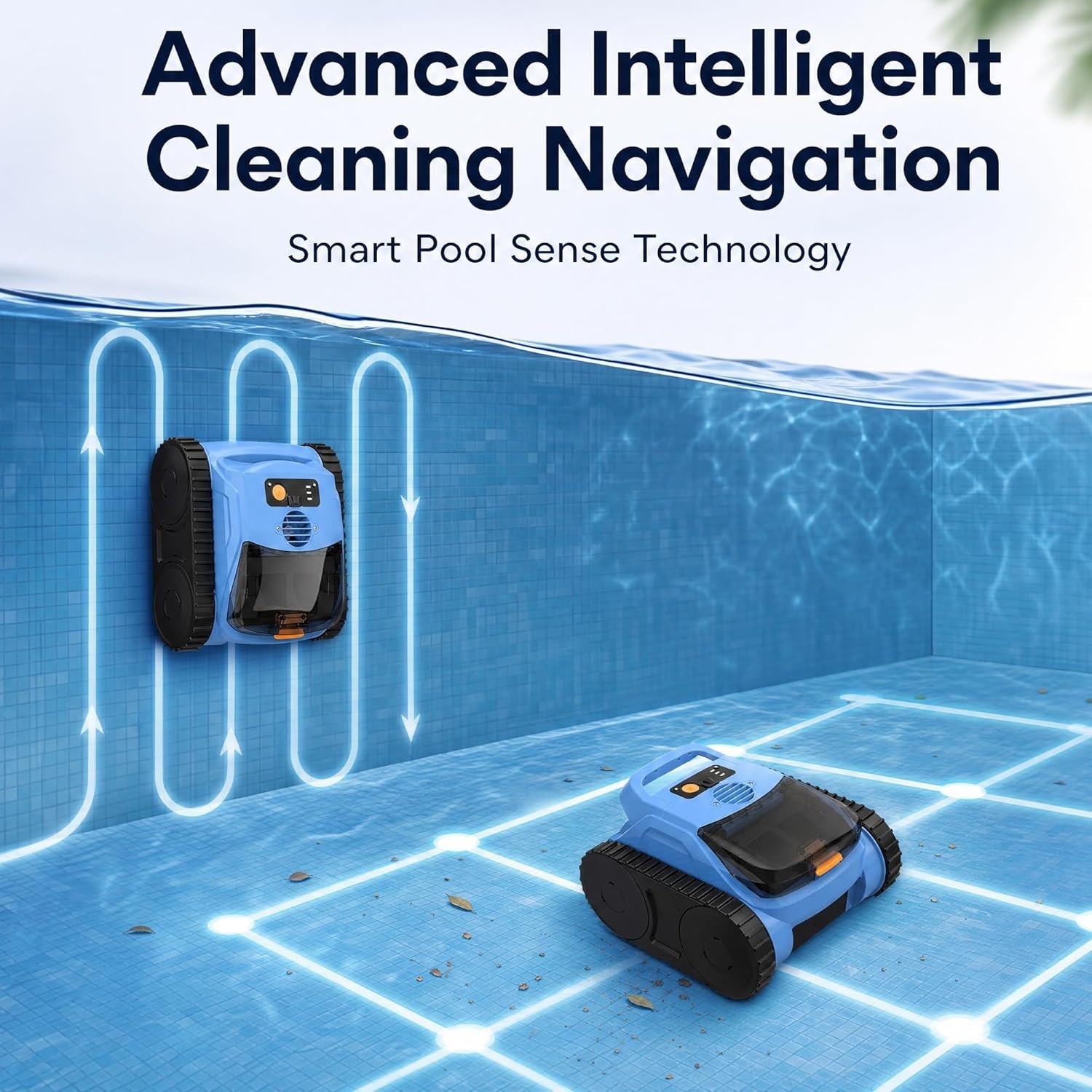 Cordless Robotic Pool Cleaner for Inground Pools 180Min Runtime Wall Climbing