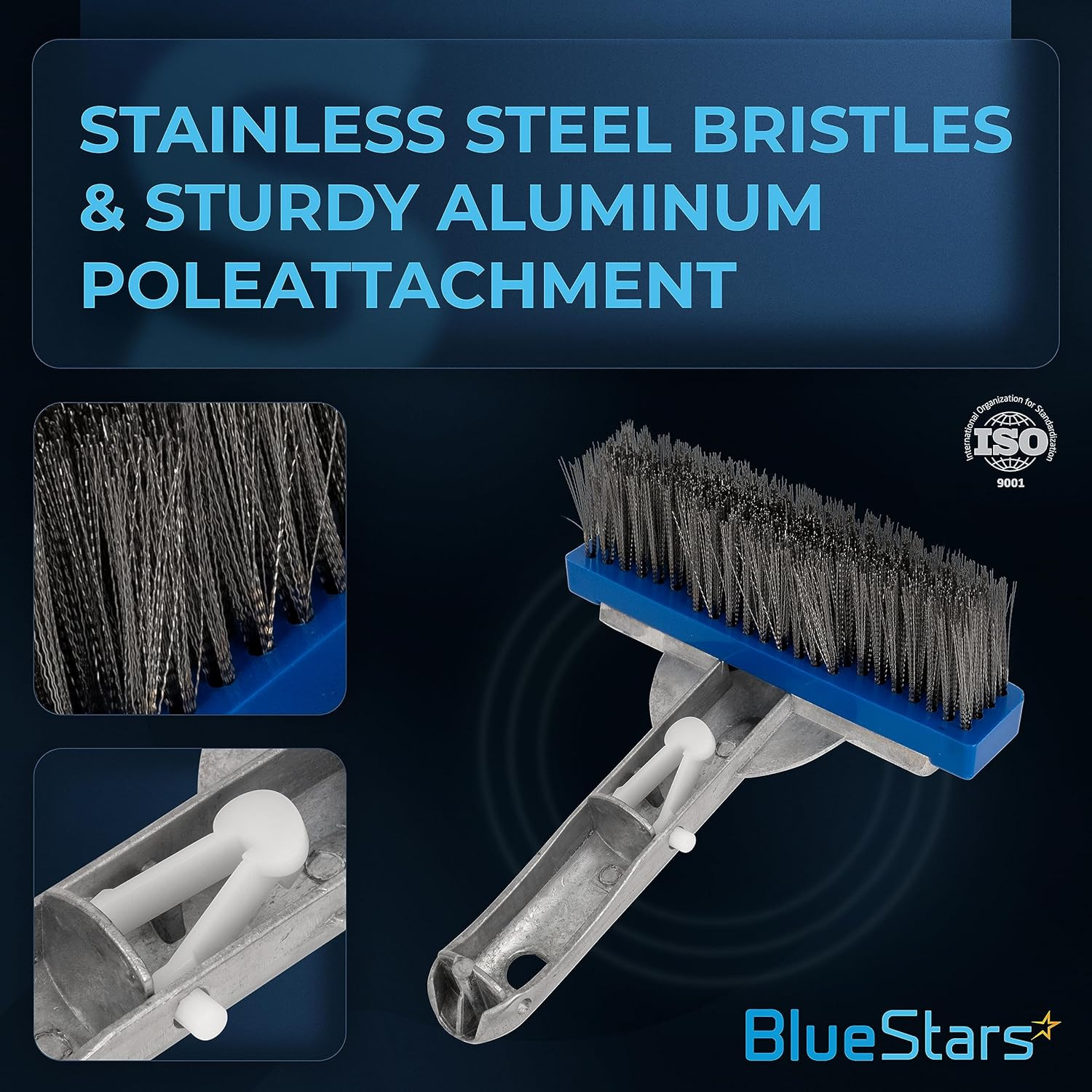 Heavy Duty 5In Swimming Pool Brush with Stainless Steel Bristle Wire