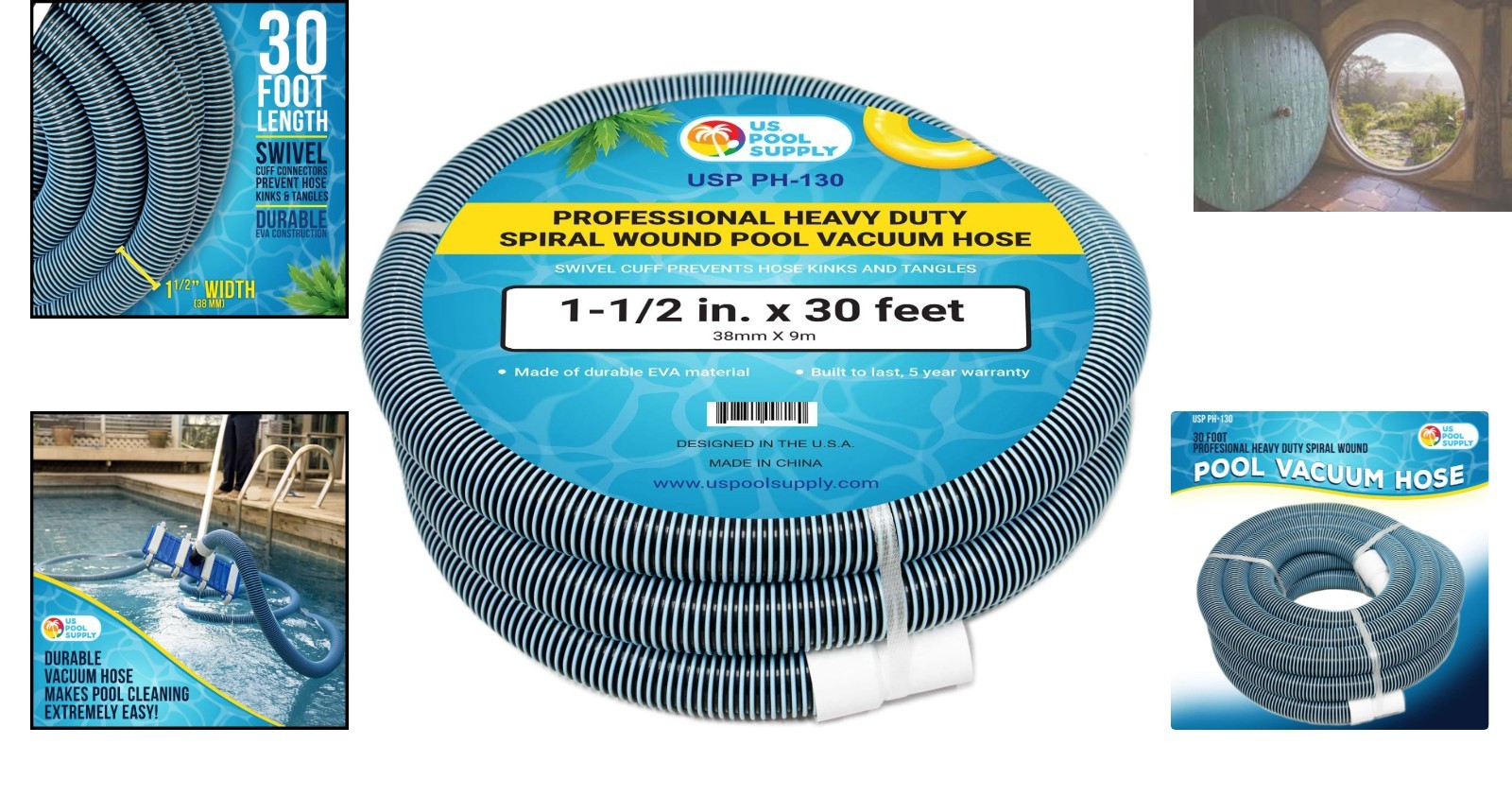 Professional 1-1/2&Prime; x 30&prime; Spiral Wound Pool Vacuum Hose – Crush-Resistant Design