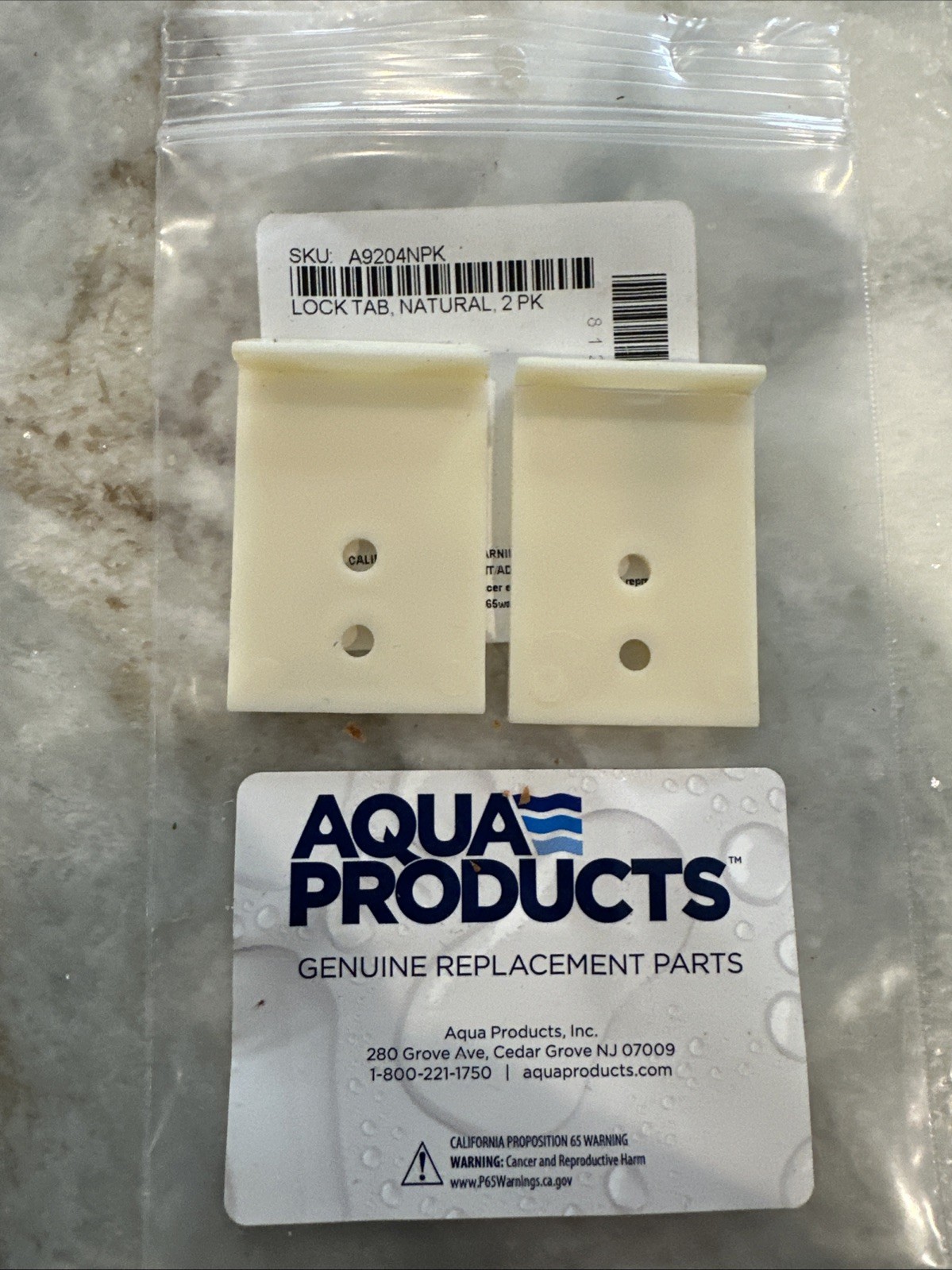 AQUA PRODUCTS AQUABOT LOCK TABS (PAIR) NATURAL CREAM WHITE SP9204 A9204 NEW OEM