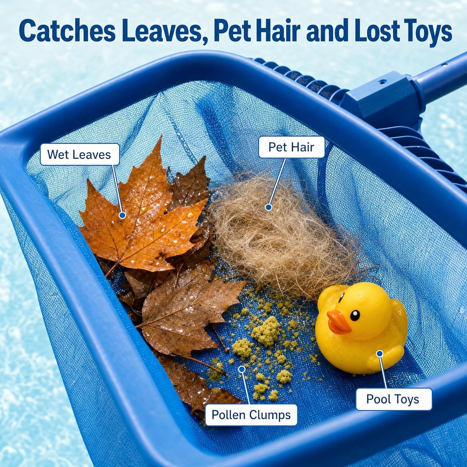 20&Prime; Pool Skimmer Net – Heavy-Duty Deep Bag Leaf Rake