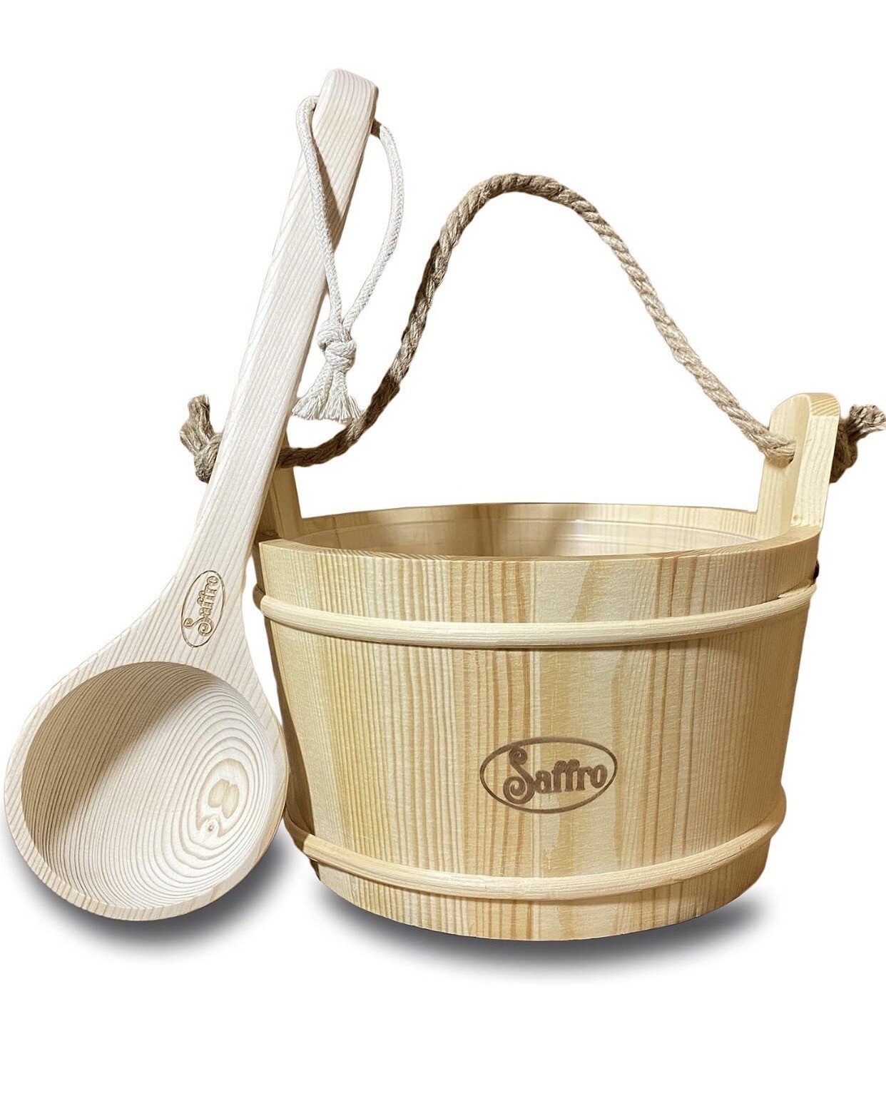 Saffro Sauna Bucket and Ladle for Beautiful Sauna Accessories 1 Gallon w/Liner