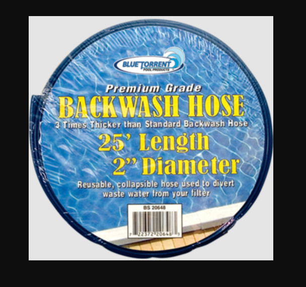 Blue Torrent 2&Prime; Premium Backwash Hose w/Clamp, Heavy Duty LayFlat Discharge Hose
