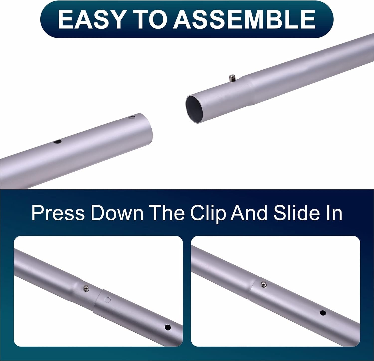 16ft Heavy Duty Pool Cleaning Pole Detachable Aluminum 4-Section Double Grip Pol