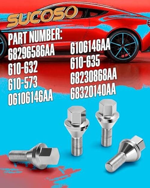 12×1.25 OEM Lug Bolts Fit for 17mm Hex M12x1.25 for Renegade(Chrome Lug Bolts)