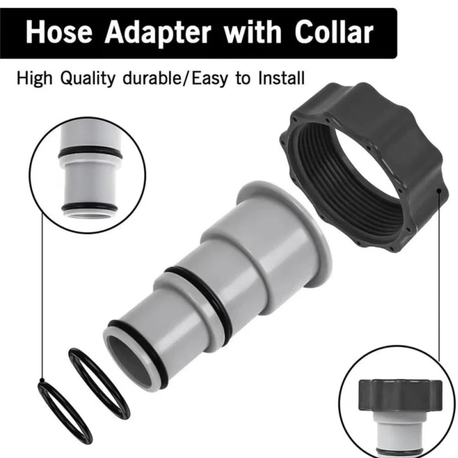 1.25&Prime; to 1.5&Prime; Type A Hose Adapter w/Collar for Threaded Connection Pumps Gray