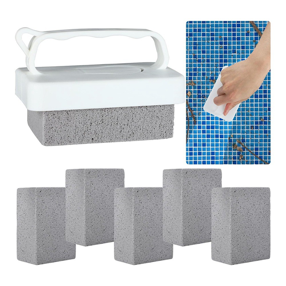 6-Pack Handheld Pumice Stones with Handle for Pool & Spa Tile Cleaning W3I19322