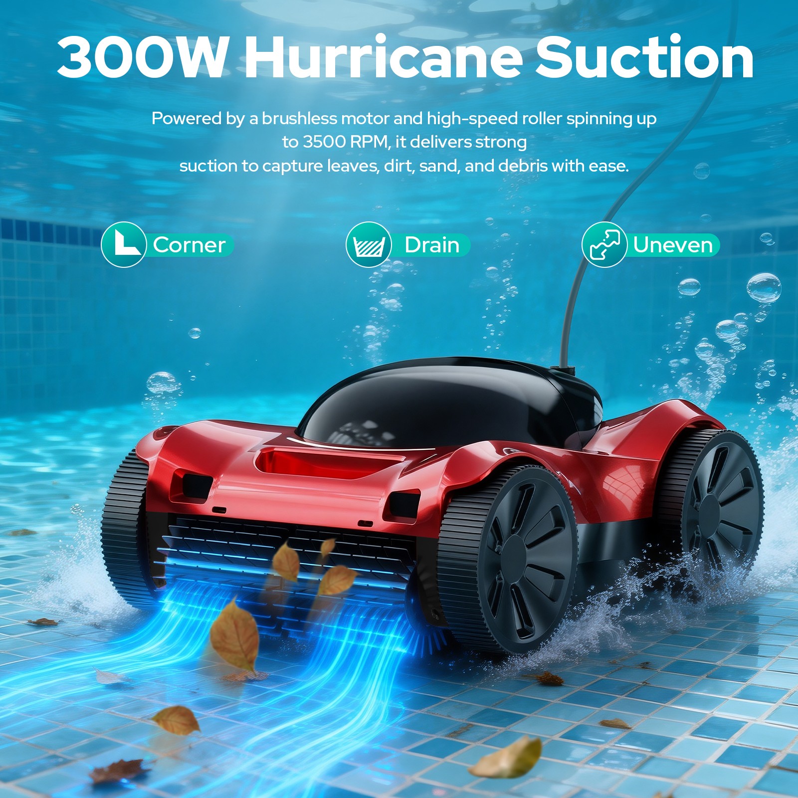 Smart Auto Pool Vacuum Cleaner Robot Robotic Pool Cleaner 10400mAh WiFi Operated