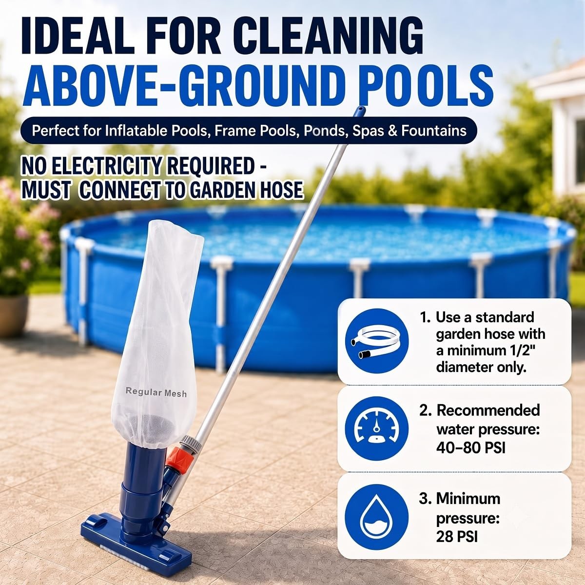 NonElectric Pool Vacuum, Garden Hose Powered Cleaner