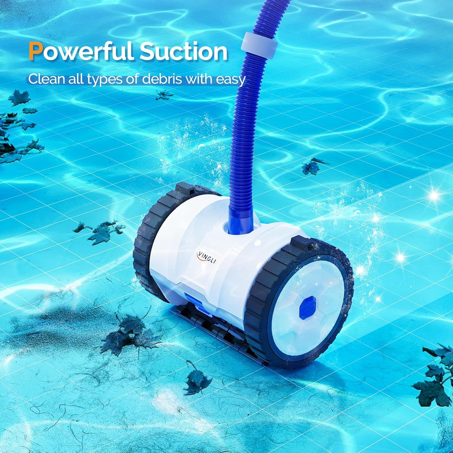 VINGLI Auto Pool Cleaner Wall Climbing Suction 39.6ft for Inground