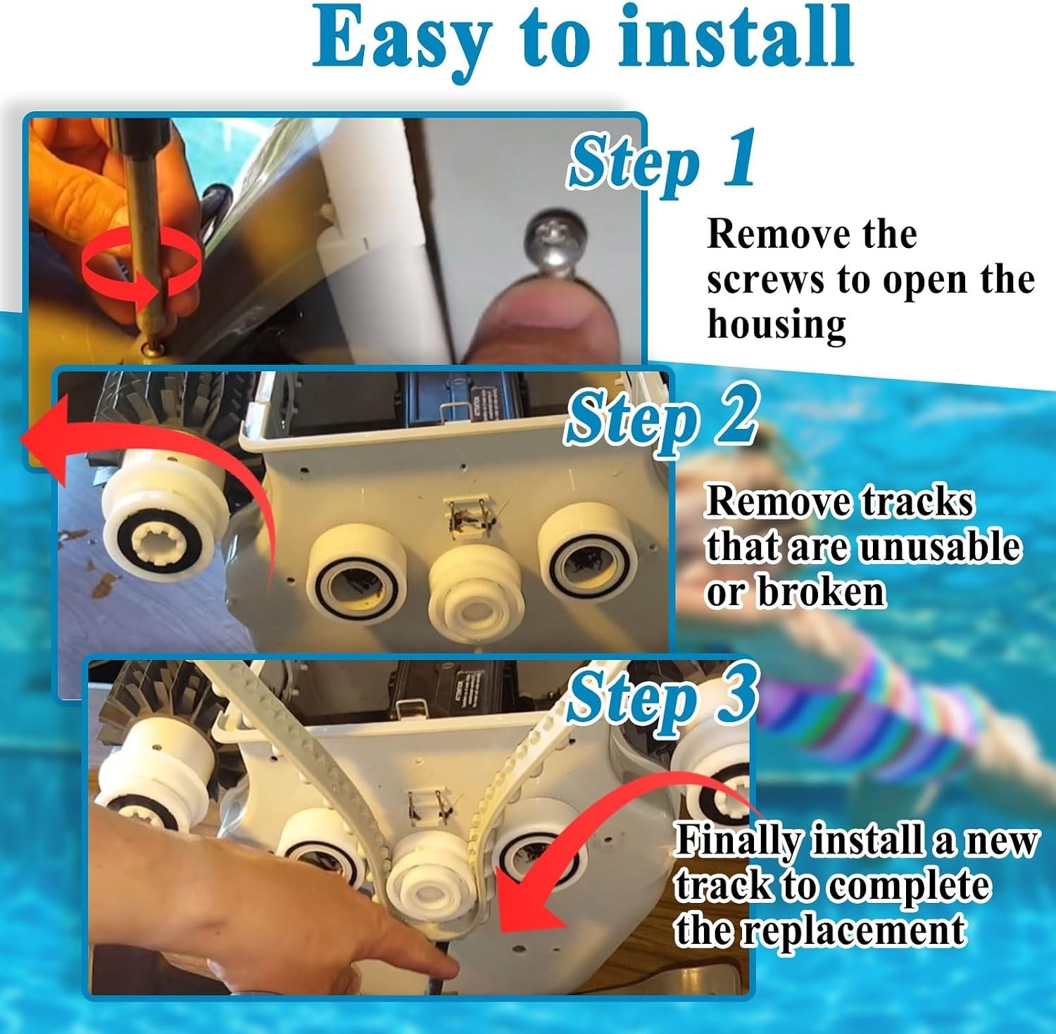Drive Track Belt Replacement for SharkVac XL Robotic Pool and Spa Cleaners, Gray