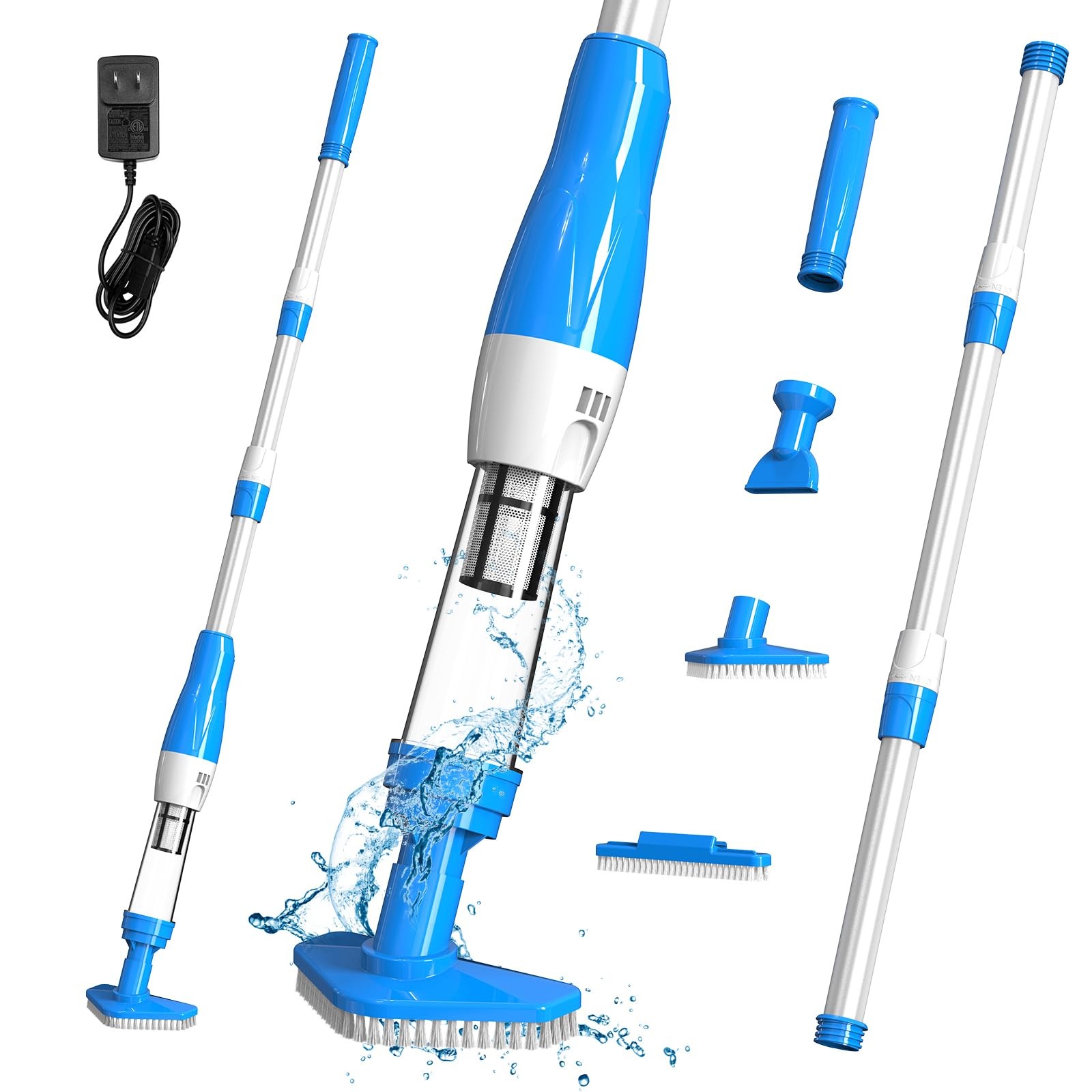 4 in 1 Cordless Rechargeable Small Pool Vacuum spa hot tub 90 Mins ice blue