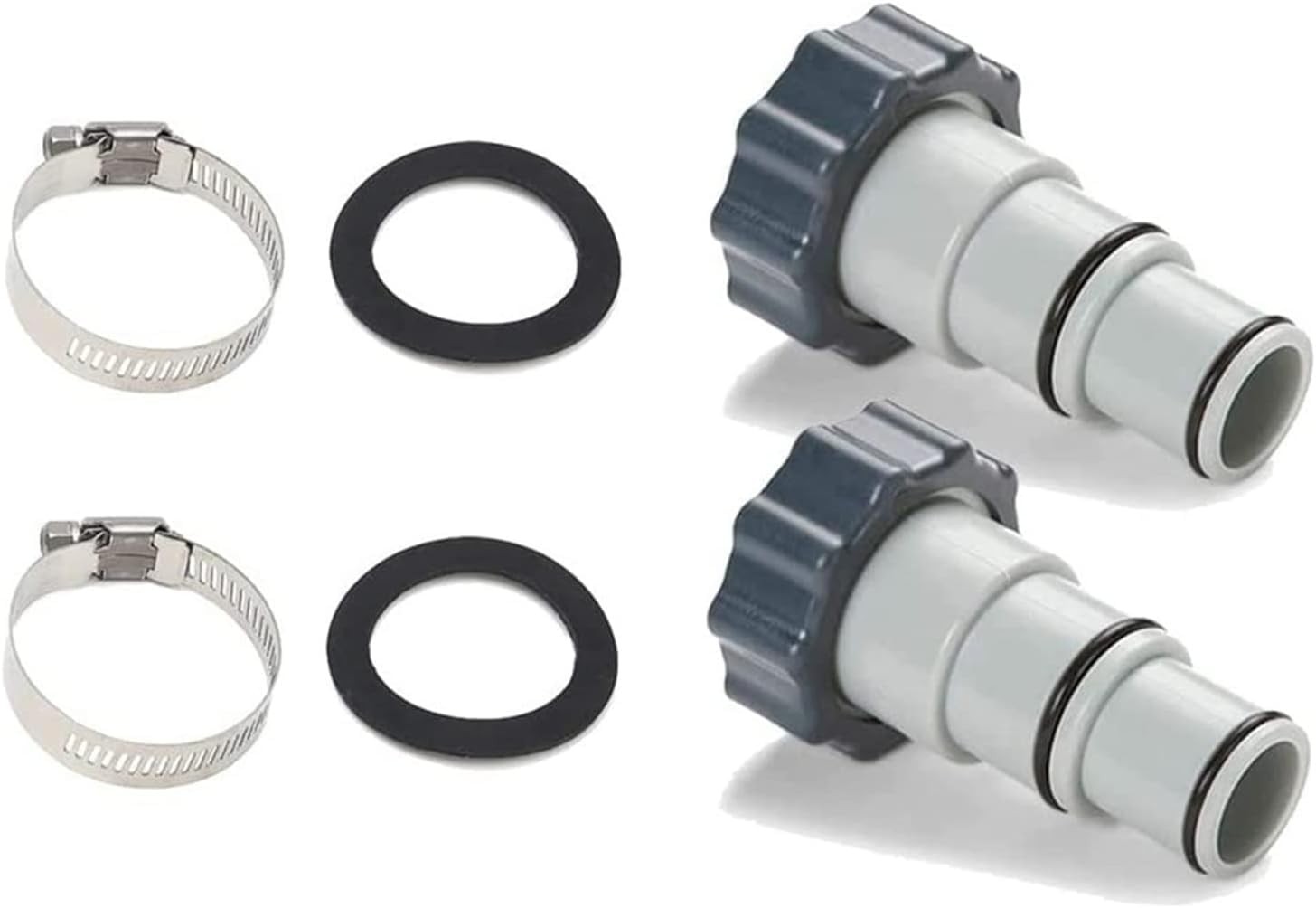 1.25&Prime; to 1.5&Prime; Type A Hose Adapter w/Collar for Threaded Connection Pumps Gray