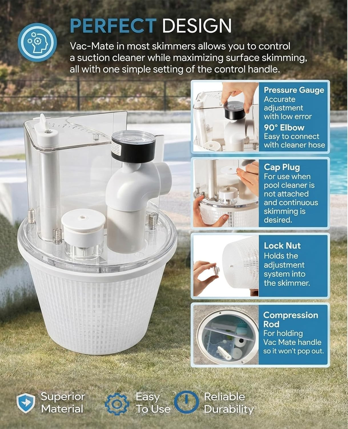 R211100 Vac-Mate Pool Cleaner Dispenser Box – Multi-Function Vacuum Skimmer Atta