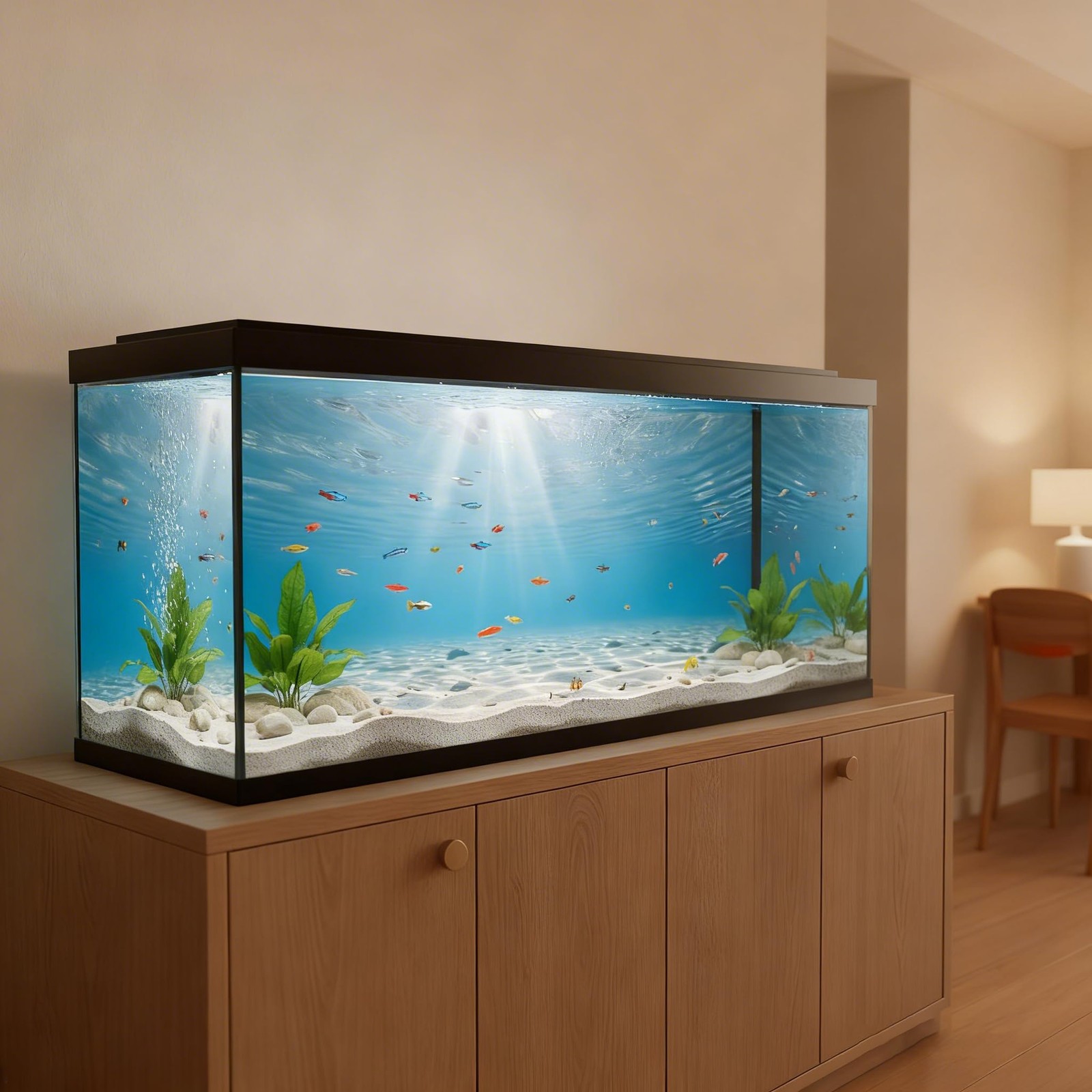 Undersea Aquarium Background & Double-Sided Sponge Brush for Fish Tanks 30×18&Prime;