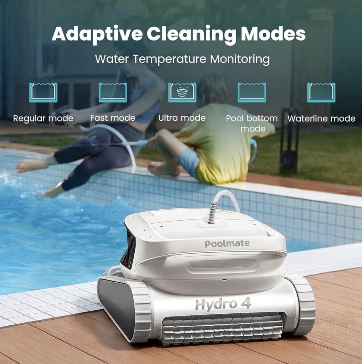 Poolmate Hydro 4 Robotic Pool Cleaner w/ Floating Battery, App Control
