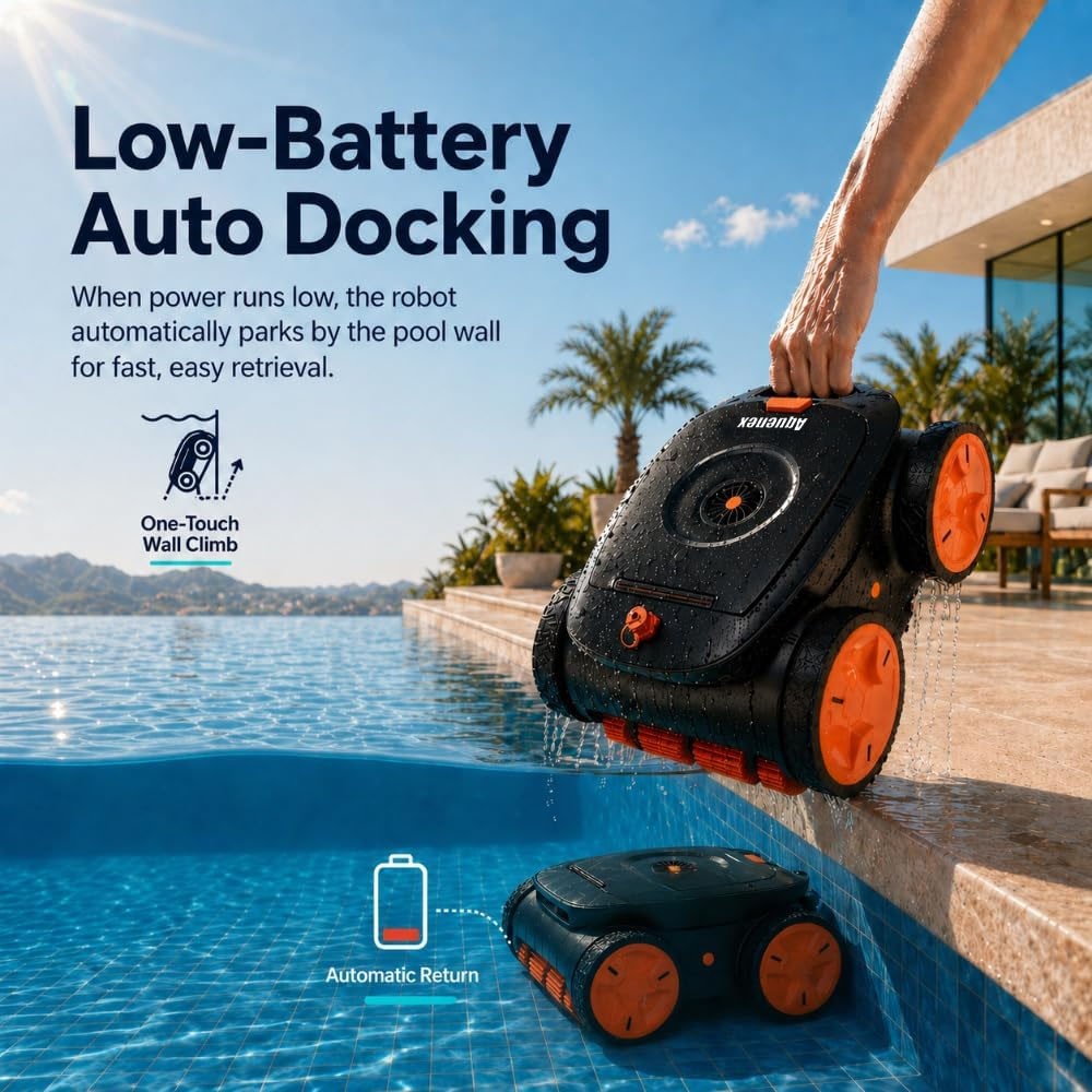 5460GPH Cordless Robotic Pool Cleaner, with Remote Control, Max Depth 9.8ft