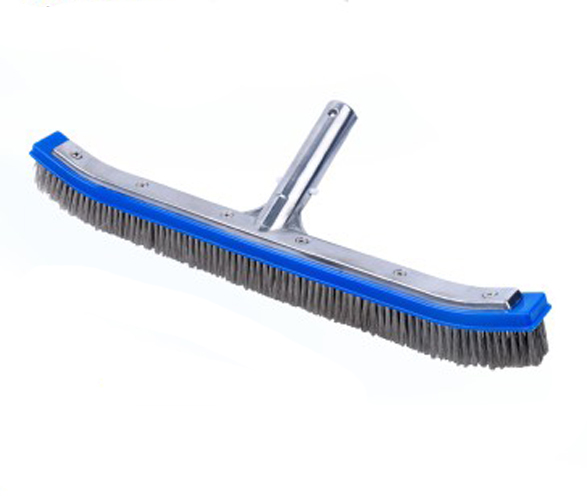 18&Prime; Curved Pool Spa wall Brush With Stainless Steel Bristles Aluminum Back