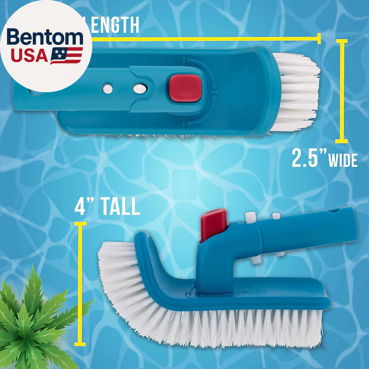 Pool Brush Head for Inground Pools, Hot Tub, Spa – Corner and Step Pool Scrubber