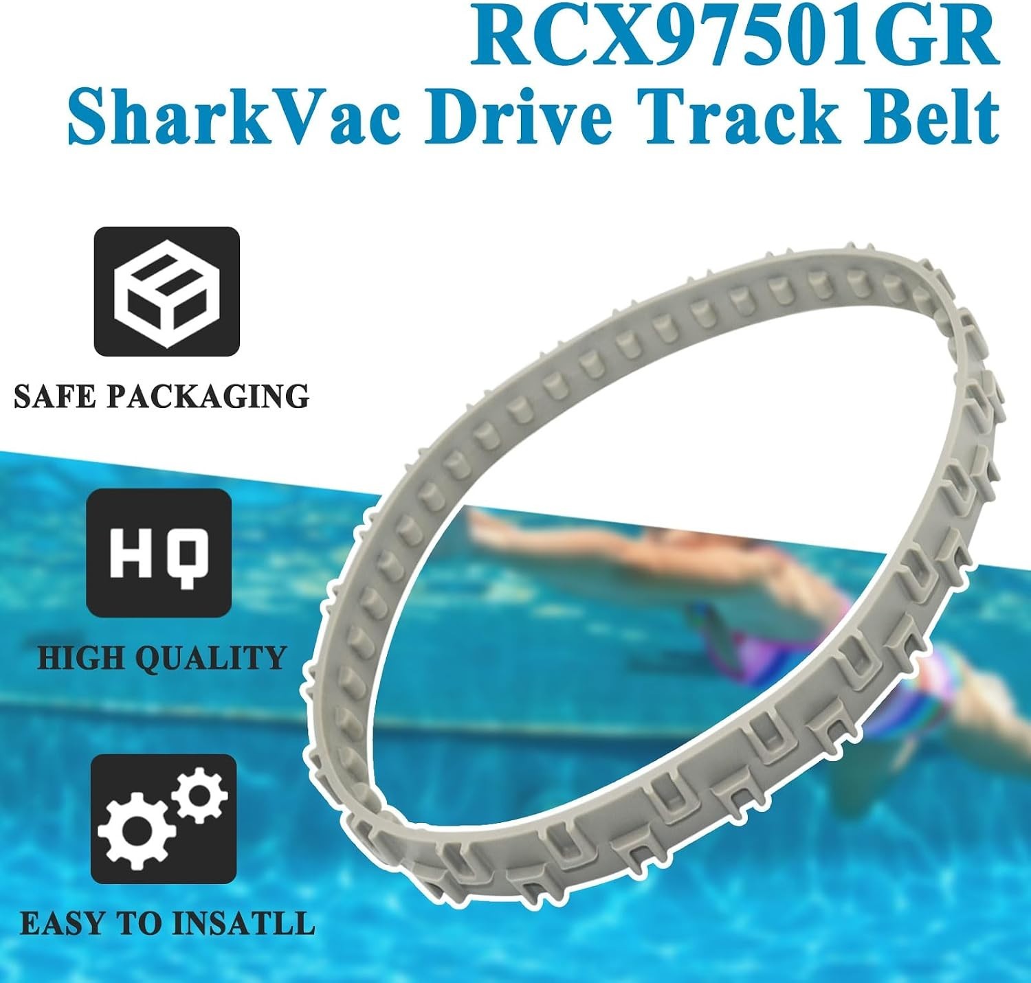 Drive Track Belt Replacement for SharkVac XL Robotic Pool and Spa Cleaners, Gray