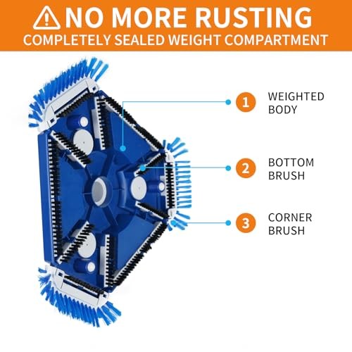 Pool Vacuum Head,Pool Cleaner Head， with Side Brush Universal Steering Handle