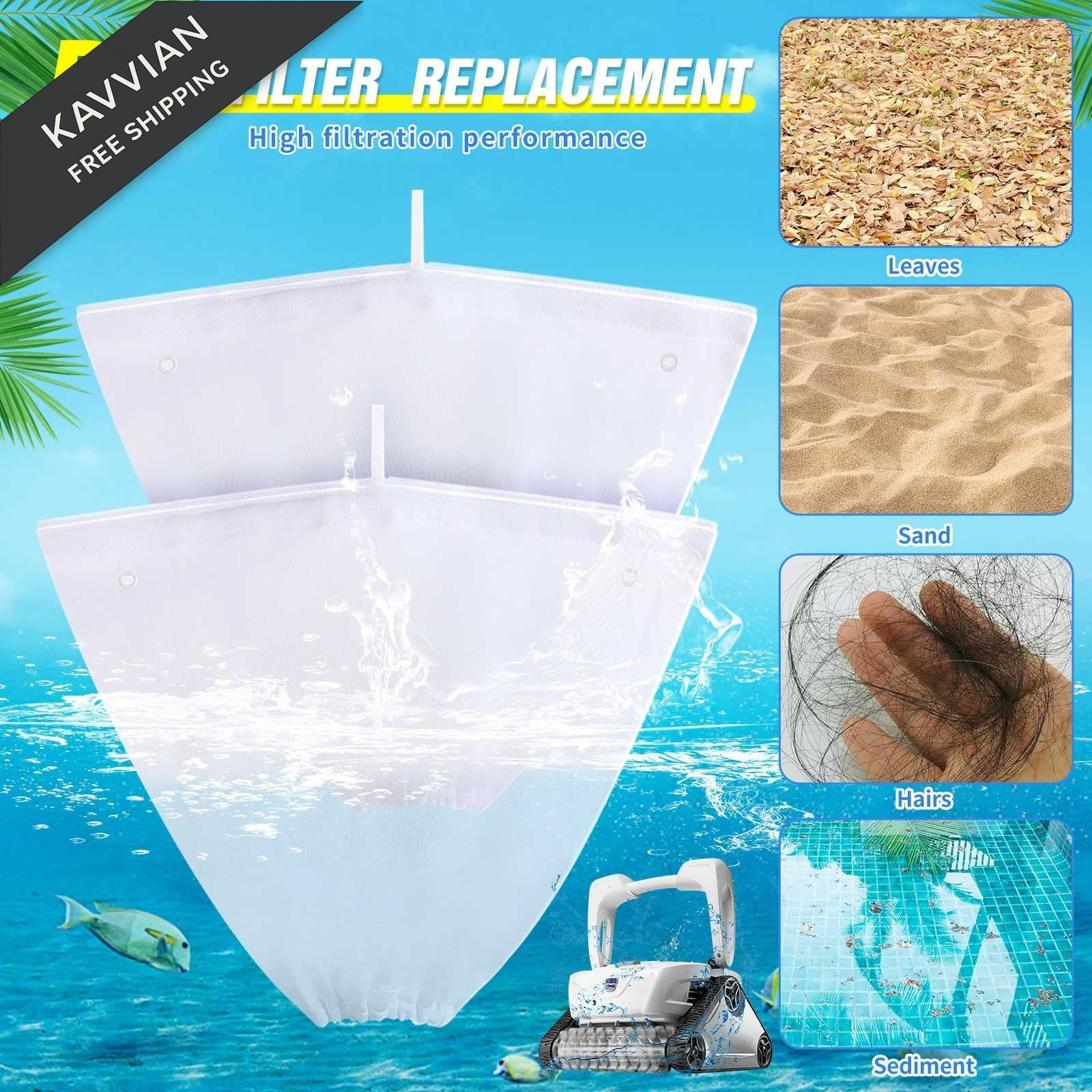 Riakrum 2 Pcs Pool Cleaner Fine Filter Bag Replacement Spa Part white