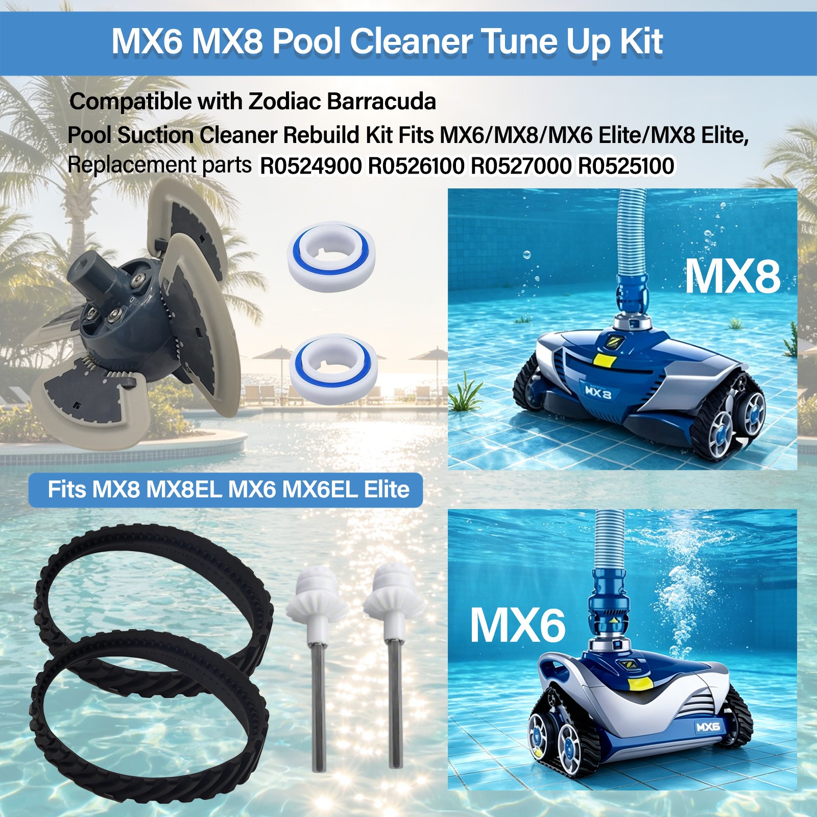 For Zodiac Baracuda R052490 MX6/MX8 Pool Cleaner Tune Up Kit Replacement Parts
