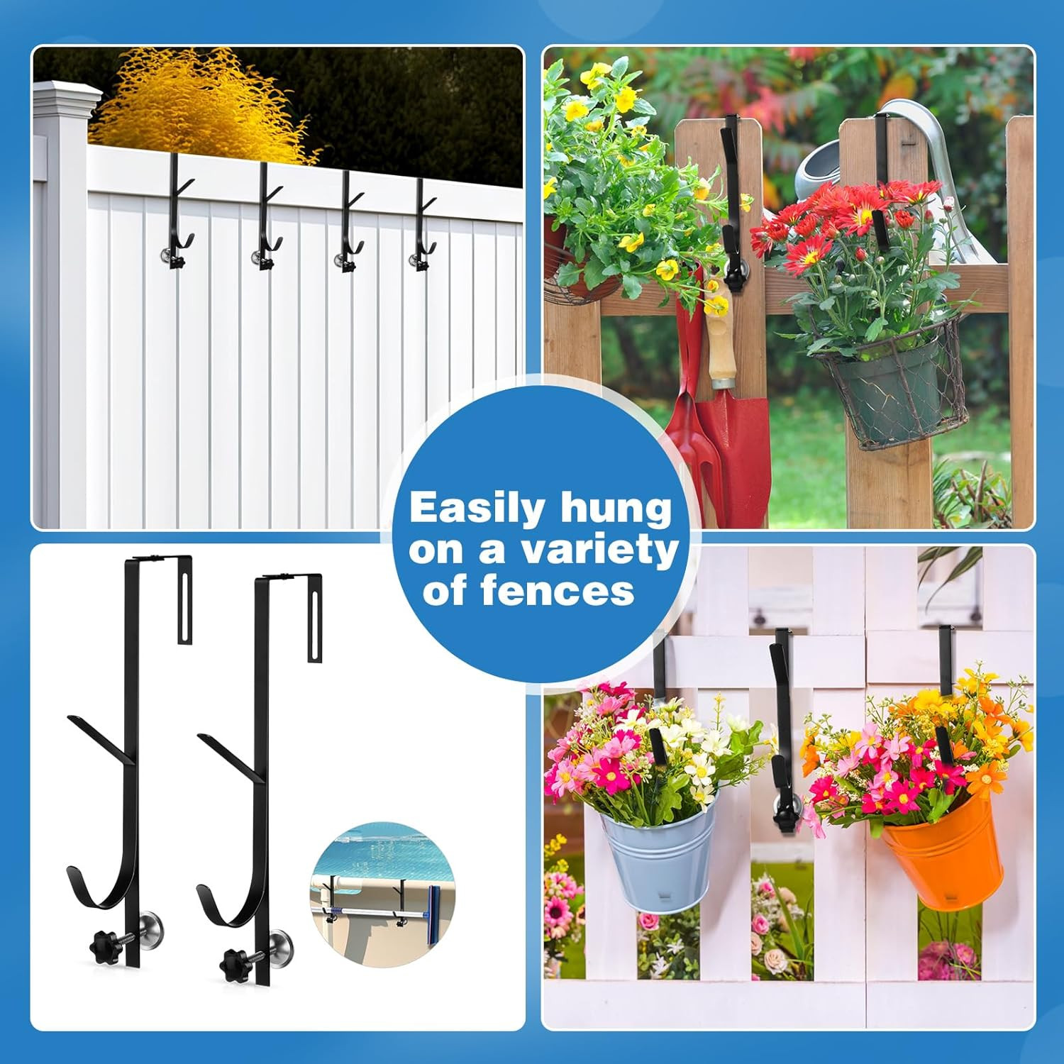 2 Pack Pool Fence Hooks Equipment Above Ground Swimming Accessories Adjustabl…