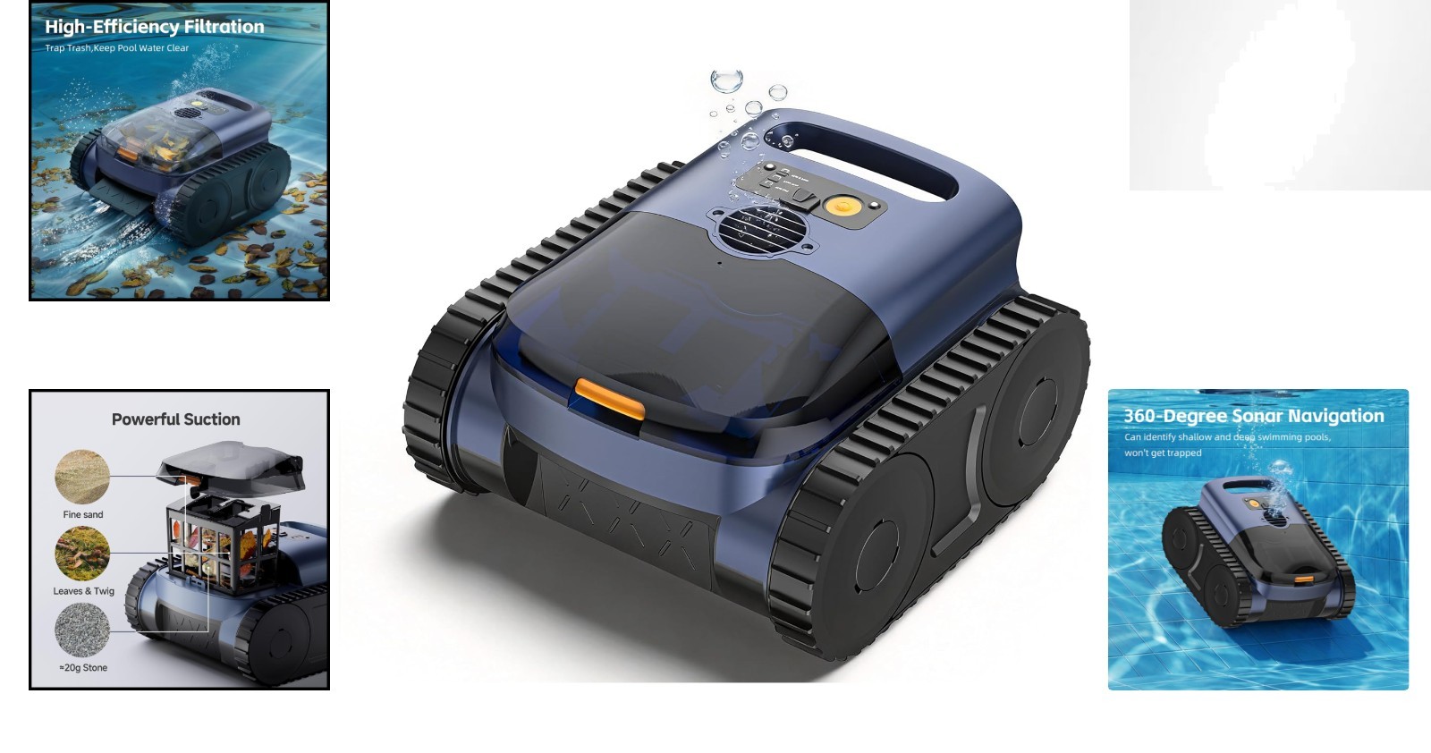 Battery Powered Robotic Pool Cleaner – Hassle-Free Cleaning for Up to 2150 Sq.ft