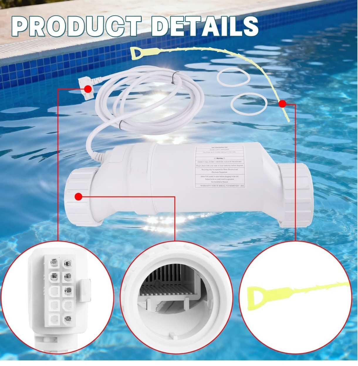 Cell-15 Salt Cell up to 25,000 Gallon Pool Chlorination Salt Chlorine Generator