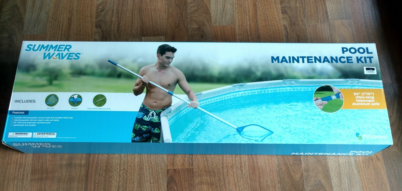 Summer Waves Pool Cleaning Kit Vacuum ,Skimmer, Telescope Pole! NEW!! Ships Fast