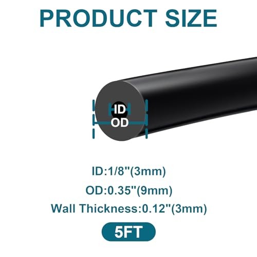 Vacuum Hose Automotive, 5FT ID 1/8&Prime;(3mm) ID Vacuum Hose, 130PSI Max Pressure
