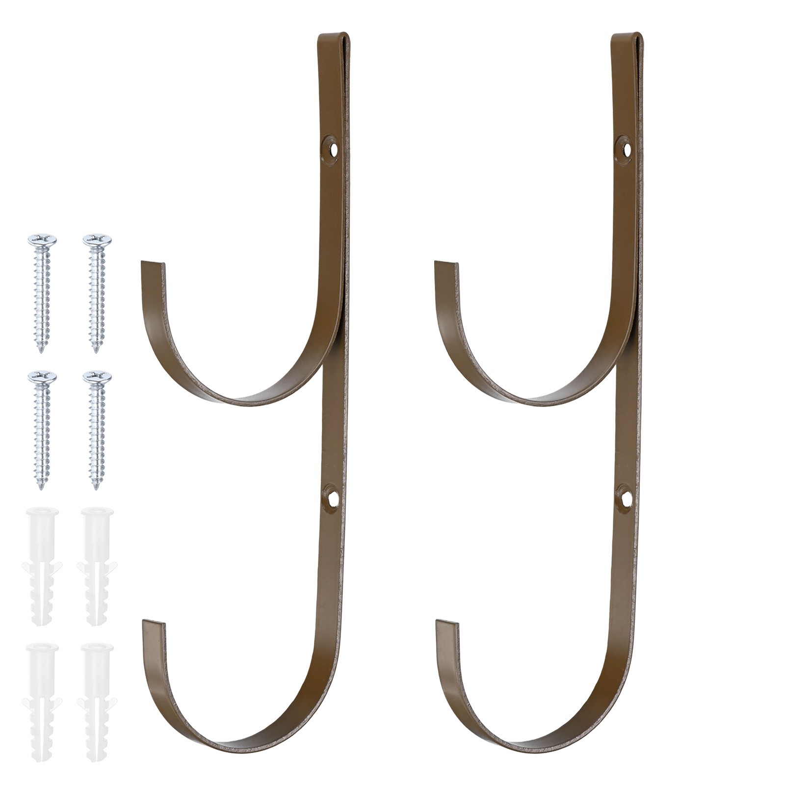2-Pack Pool Pole Hanger, Iron Pool Hooks with Screws for Garden Tools [Brown]