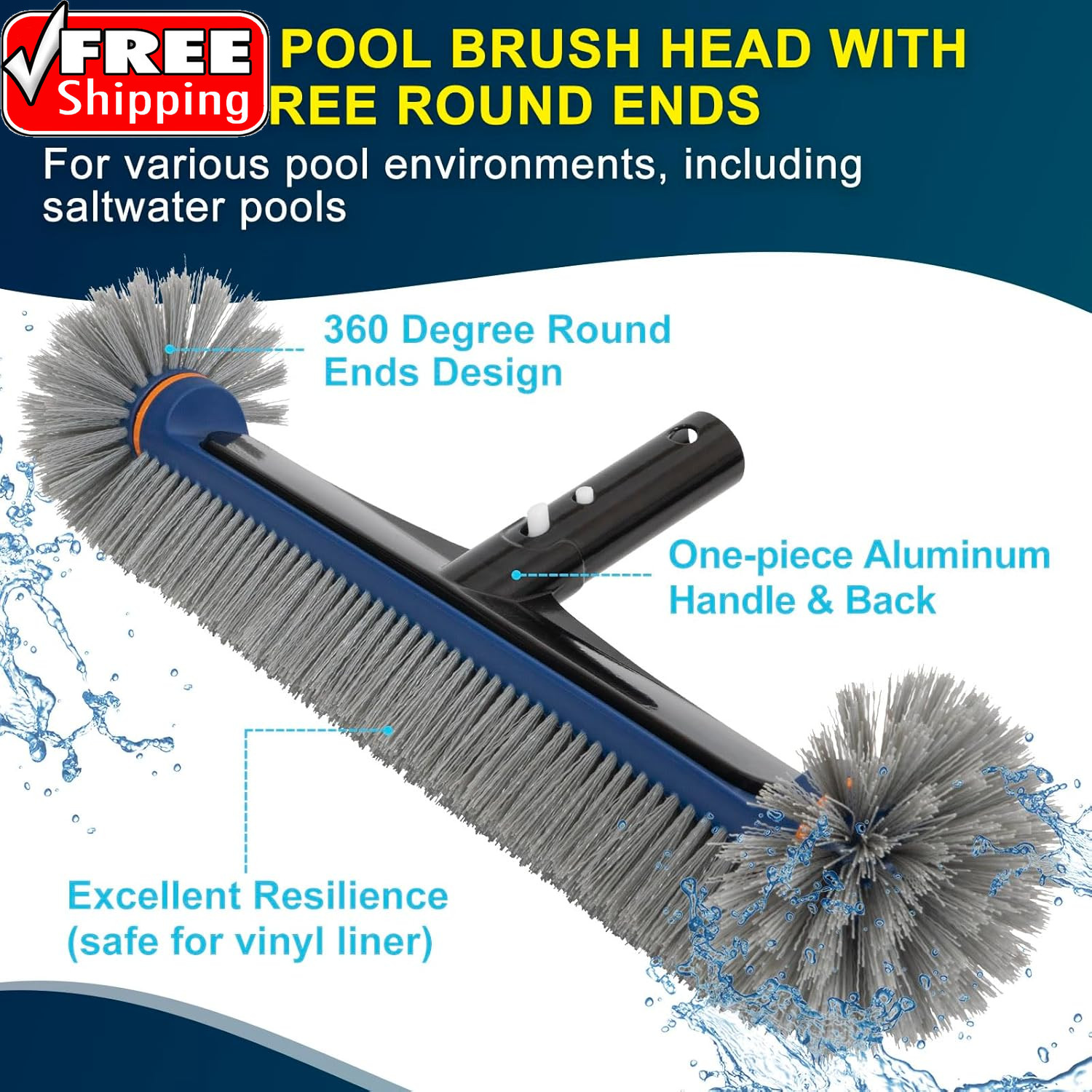 Deluxe Swimming Pool Cleaning Kit Including Pool Skimmer Net with Rubber Edge, 1
