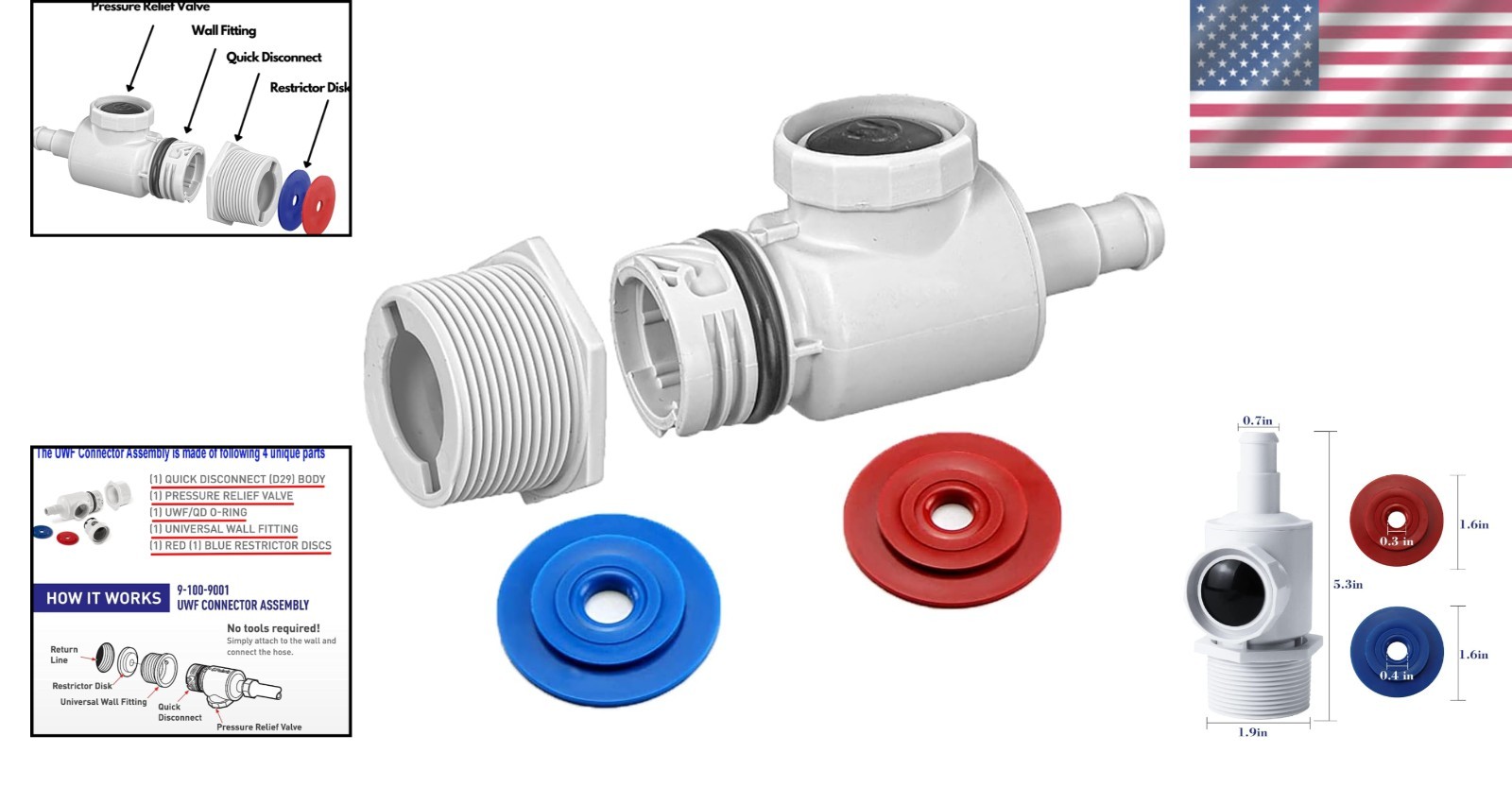 Efficient Universal Wall Fitting UWF Assembly for Zodiac & Pentair Cleaners