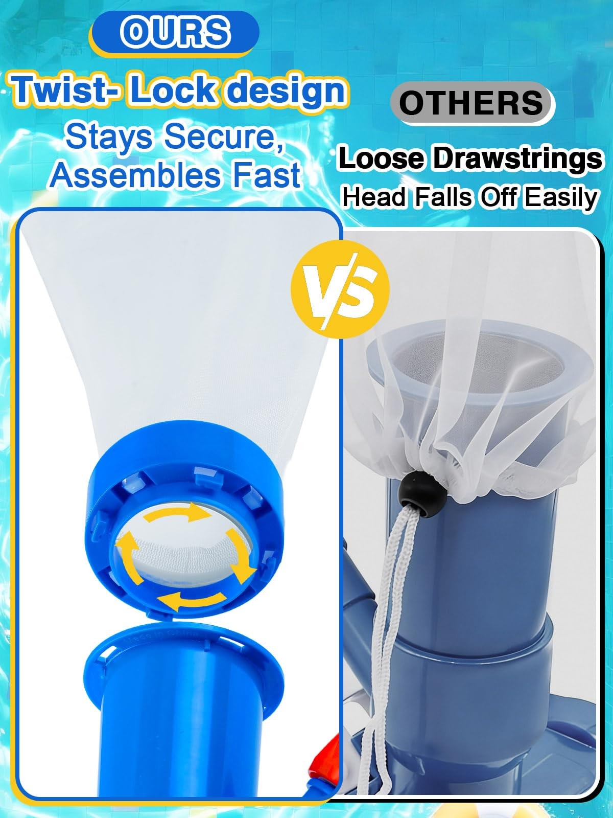 Portable Pool Cleaning Kit – Vacuum, Brush, Skimmer Nets, Adjustable Pole