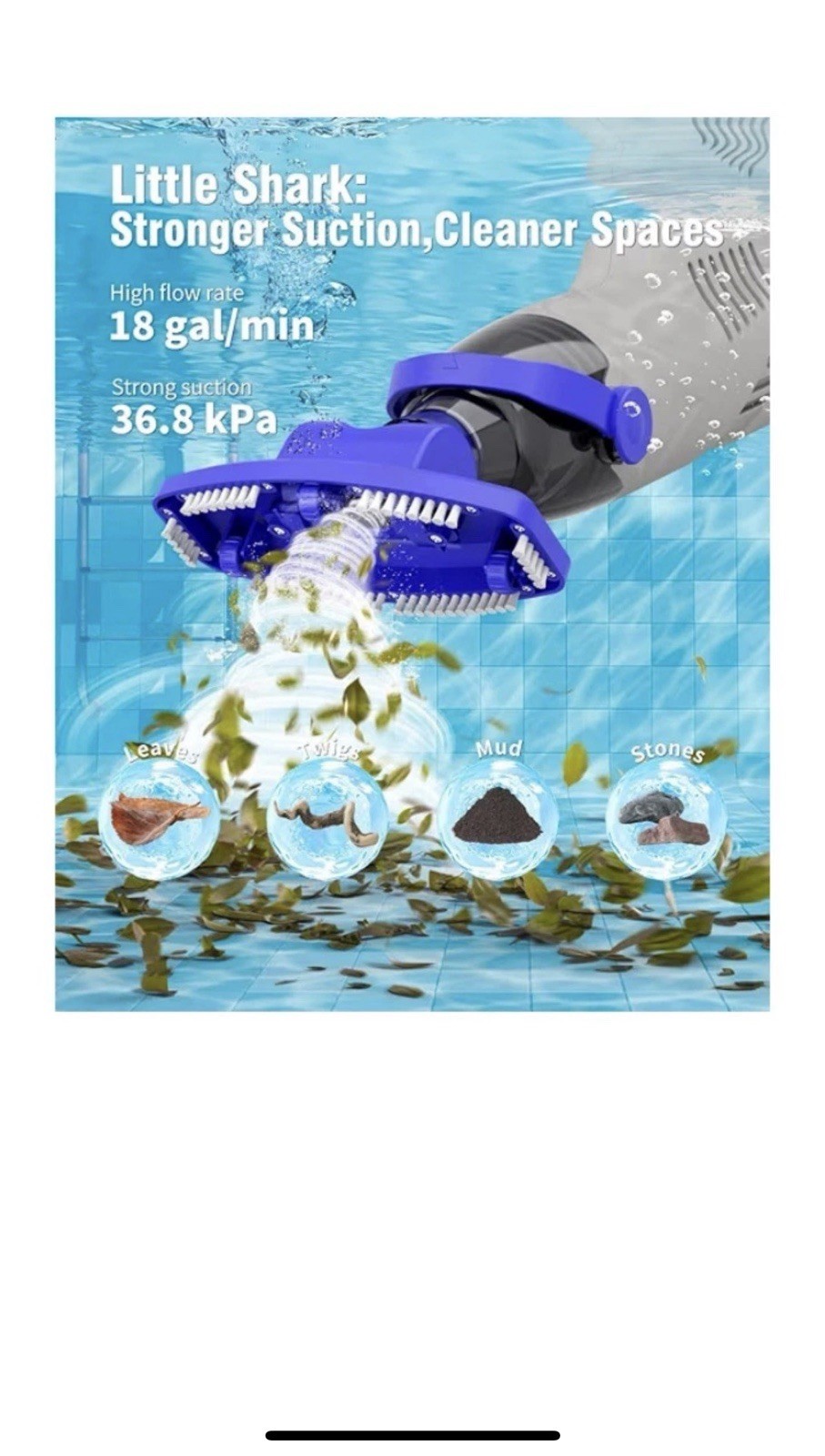 (2026 Upgrade) Little Shark Cordless Pool Vacuum, 60W Motor, 18 GPM Strong…