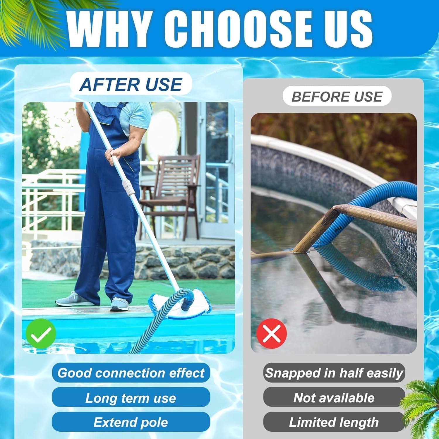 Telescopic Pool Pole Parts: 4-Pack Anti-Slip External Cam Locks – Easy Install