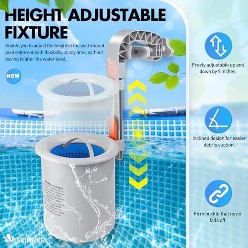 Automatic Above Ground Pool Skimmer with Removable Basket & Floating Filter