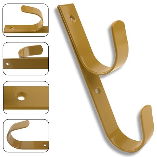 2 PCS Set Wide Pool Pole Hangers Heavy Duty Aluminium Holder Hooks with Brown
