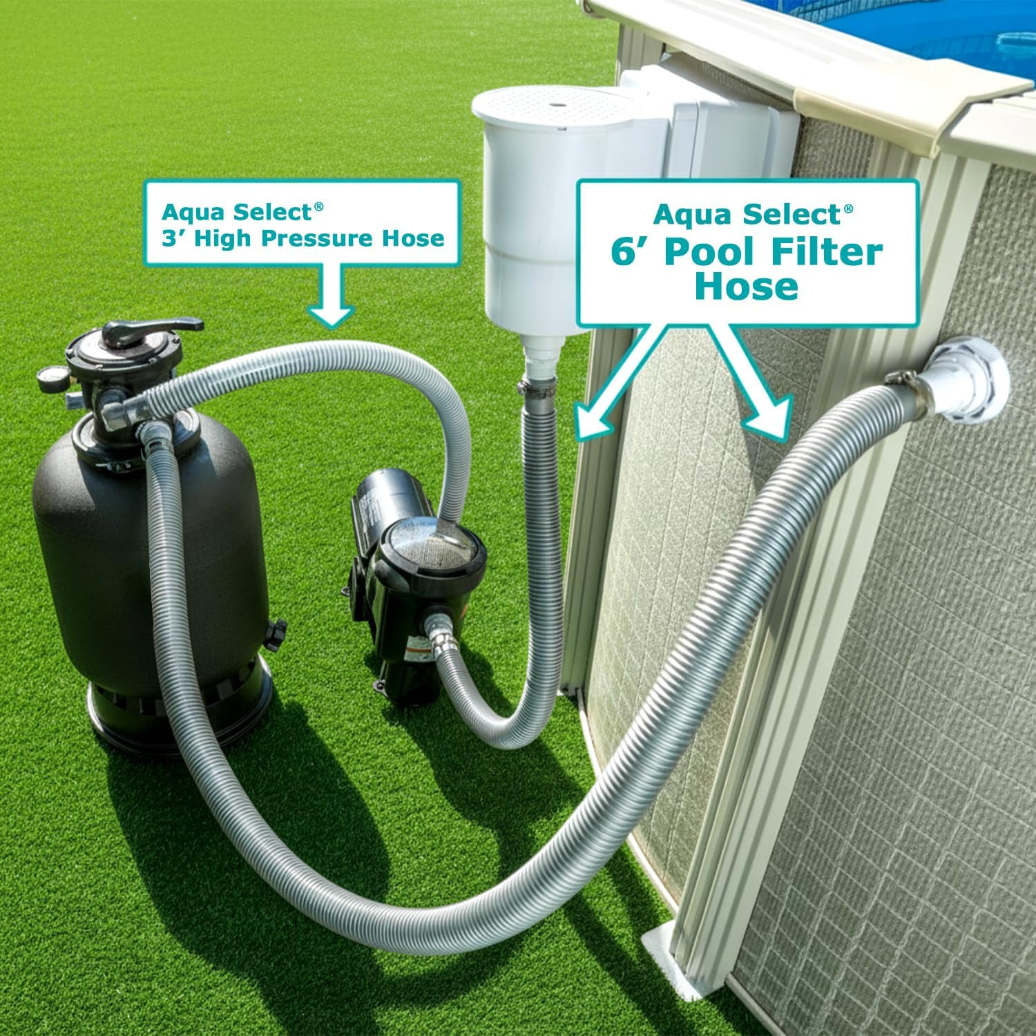 Pool Filter 1-1/2 X 6&prime; Foot Durable and Flexible Connection Hose Connect Your