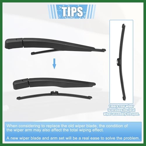 Rear Windshield Wiper Blade Arm Set Back Wiper Assembly Replacement Fit for