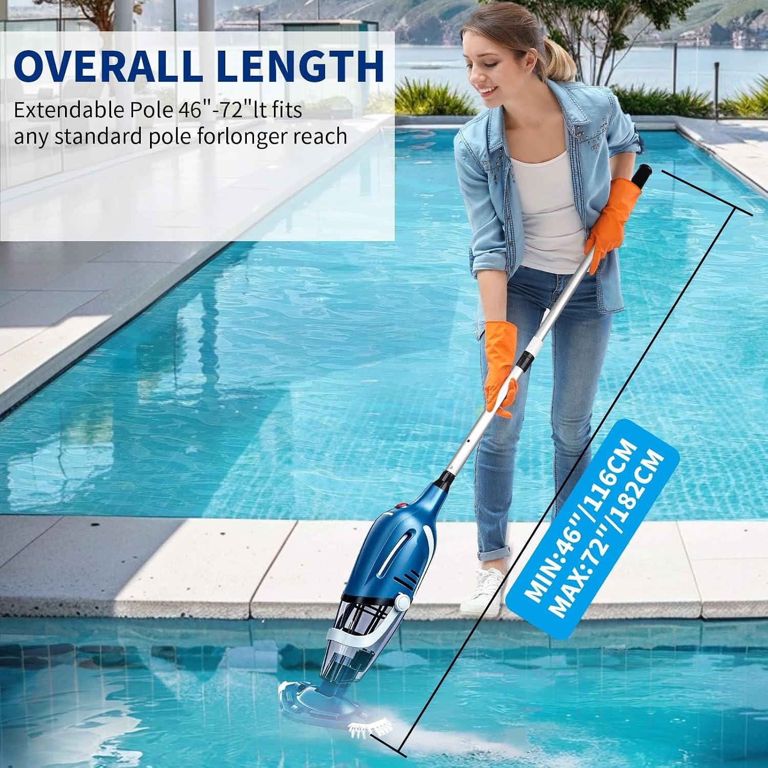 Rechargeable 18.5 GPM Cordless Pool Vacuum for Above Ground & Inground Pools