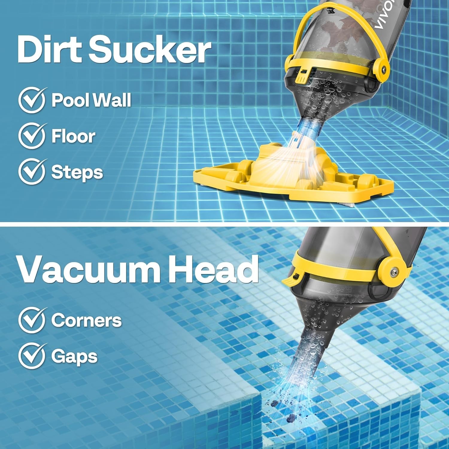 Cordless Pool Vacuum with Telescopic Poles, 18.5 GPM Suction, 60-Minute Batte…