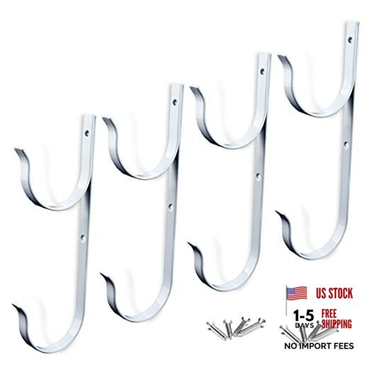 4 PCS Set Pool Pole Hangers Heavy Duty Aluminium Holder Hooks with White