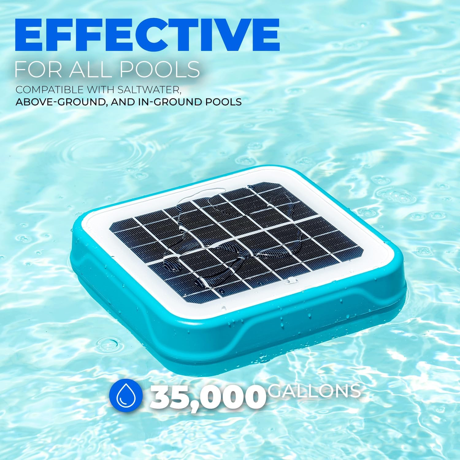 Solar Pool Ionizer Floating Water Cleaner, Blue/Black