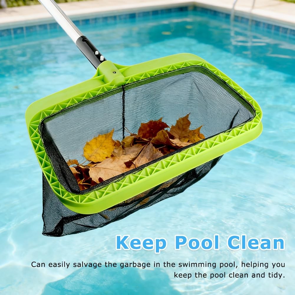 3PCS Pool Cleaning Kit -Pool Skimmer Net, 17&Prime; Aluminum Pool Wall Brush & Hand…