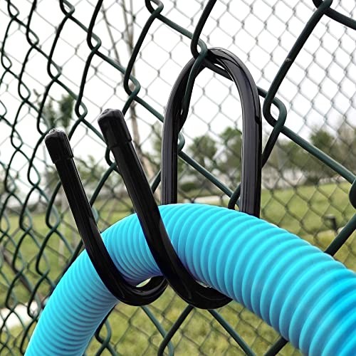 PCS Fence Hooks – Black Chain Link Fence Hangers for Pool Poles, Nets, 12