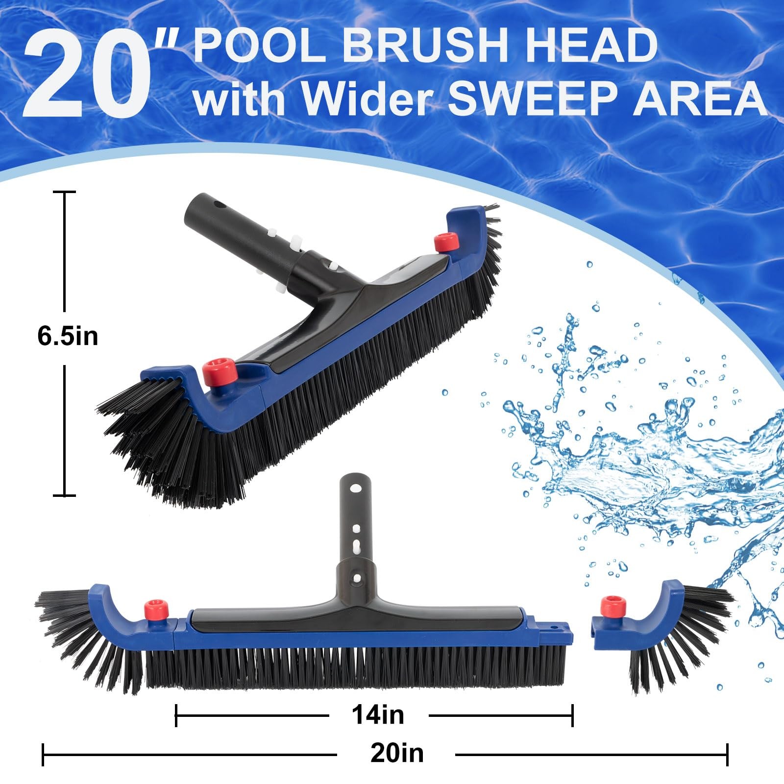 20 » Pool Brush, Curved Ends Pool Brush Head for Inground Pools with BPT Bris…